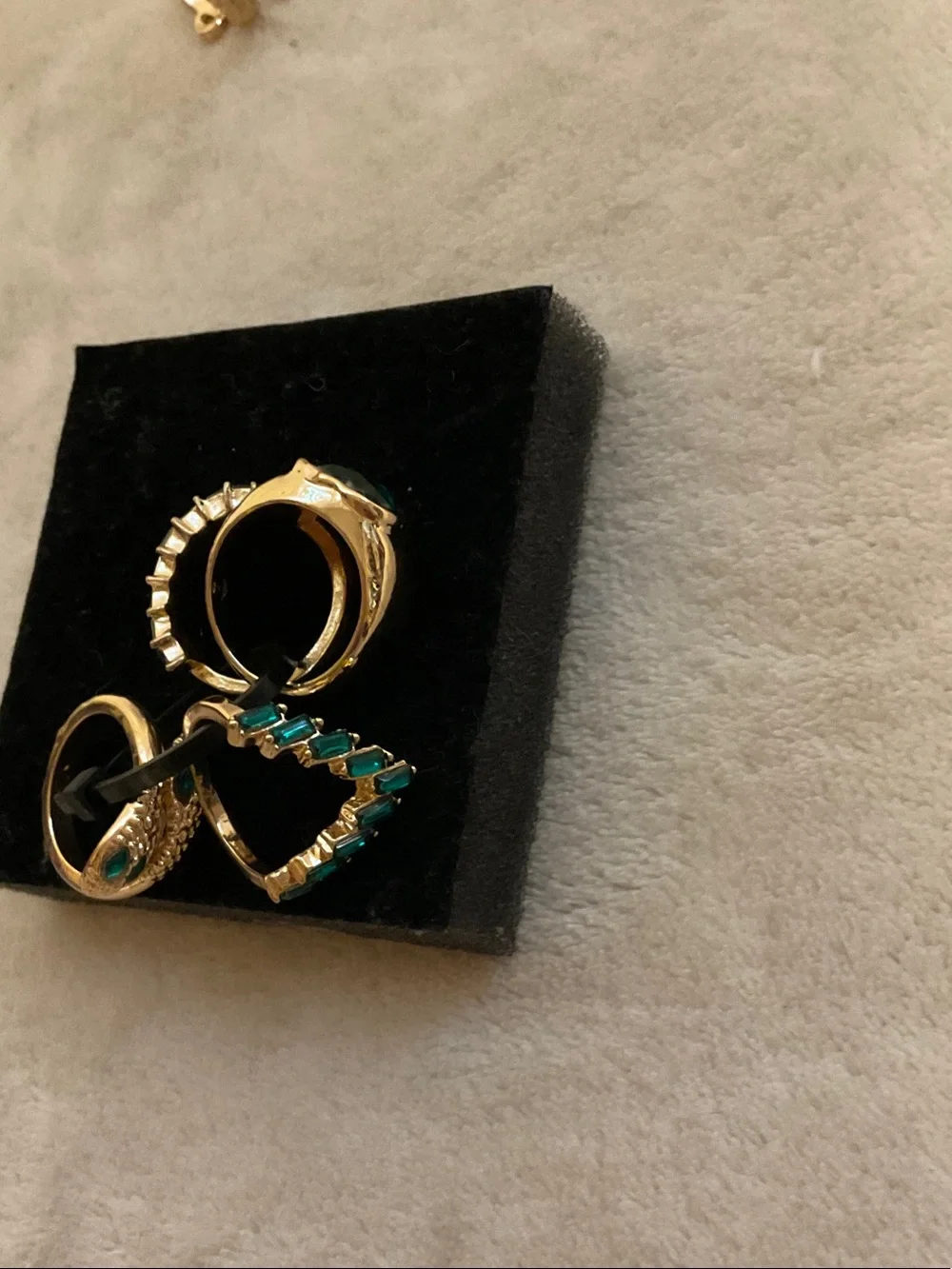 Gold-Tone Snake & Emerald Accent Ring Set - Women Jewelry